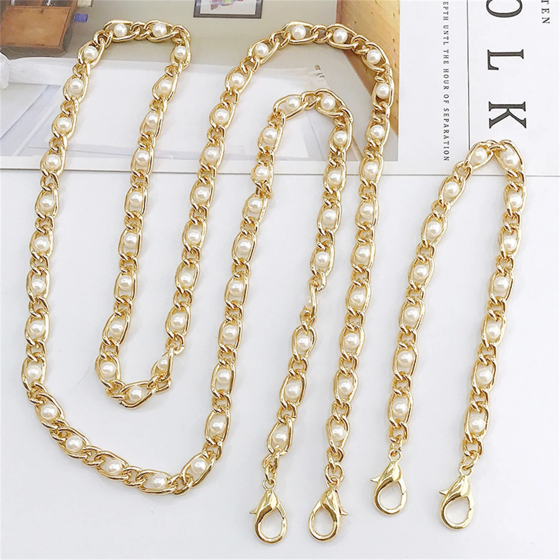 GALPADA Pearl Purse Strap Bag Charms Pearl Chain Purse Chain Pearl Handle  Strap DIY Chain Bag Accessories