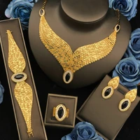 JRH Obsidian Wings Luxury Set – 4-Piece Laser-Engraved Black Zirconia Jewelry African Gothic Bridal Collection Dubai Wedding