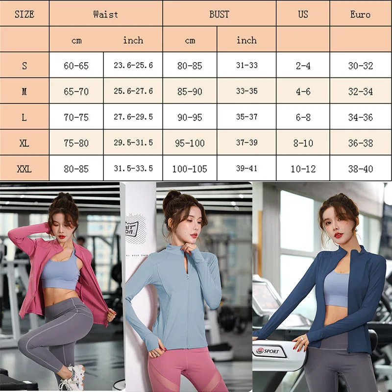 Women Sports Shirt Long Sleeves Running Breathable Gym Workout Yoga Jacket with Zipper Finger Holes