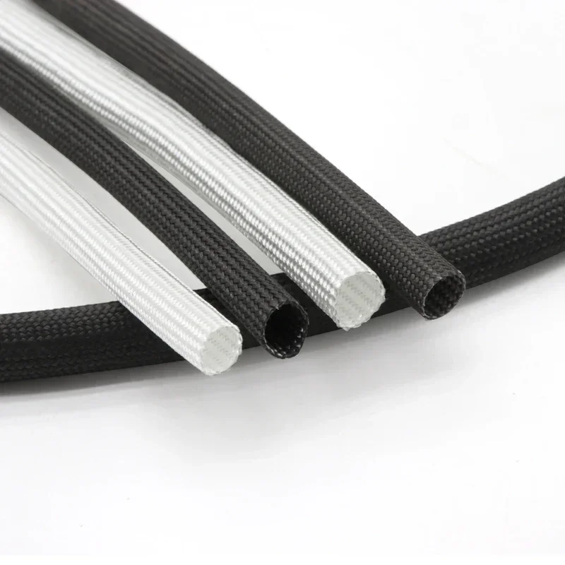 Braided Fiberglass Sleeve 1M ID 1mm ~ 40 mm 600 Deg.C High Temperature Chemical Tube