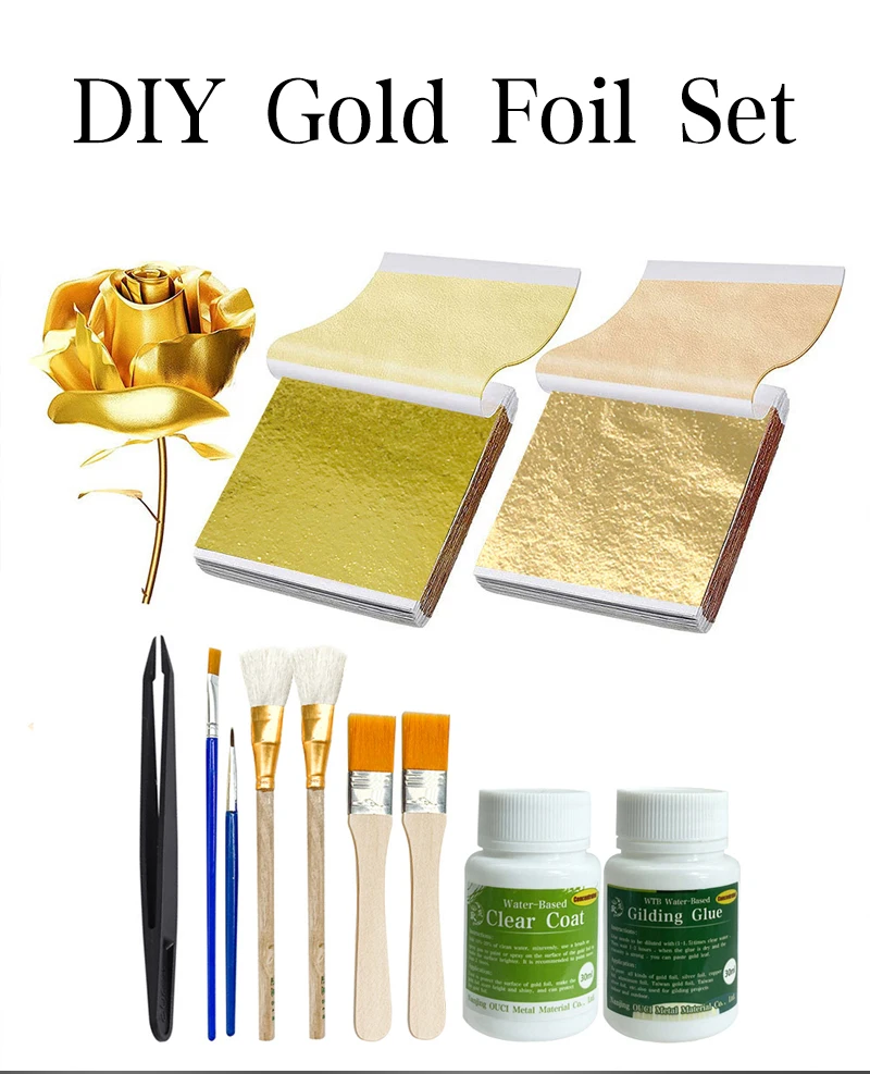 EXCEART 400 Sheets Imitation Gold Foil Paper Gold Flakes Craft Imitation  Gold Leaf Gilding Flakes Craft Gold Foil Gold Flakes for Crafts Craft Gold