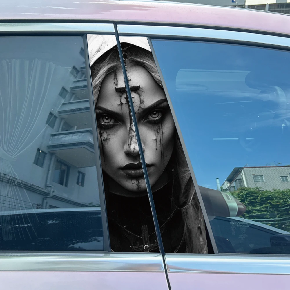 thumbnail image 2 of Terrifying Gothic Nun Car Stickers Auto B-Pillar Car Center 2 of 14
