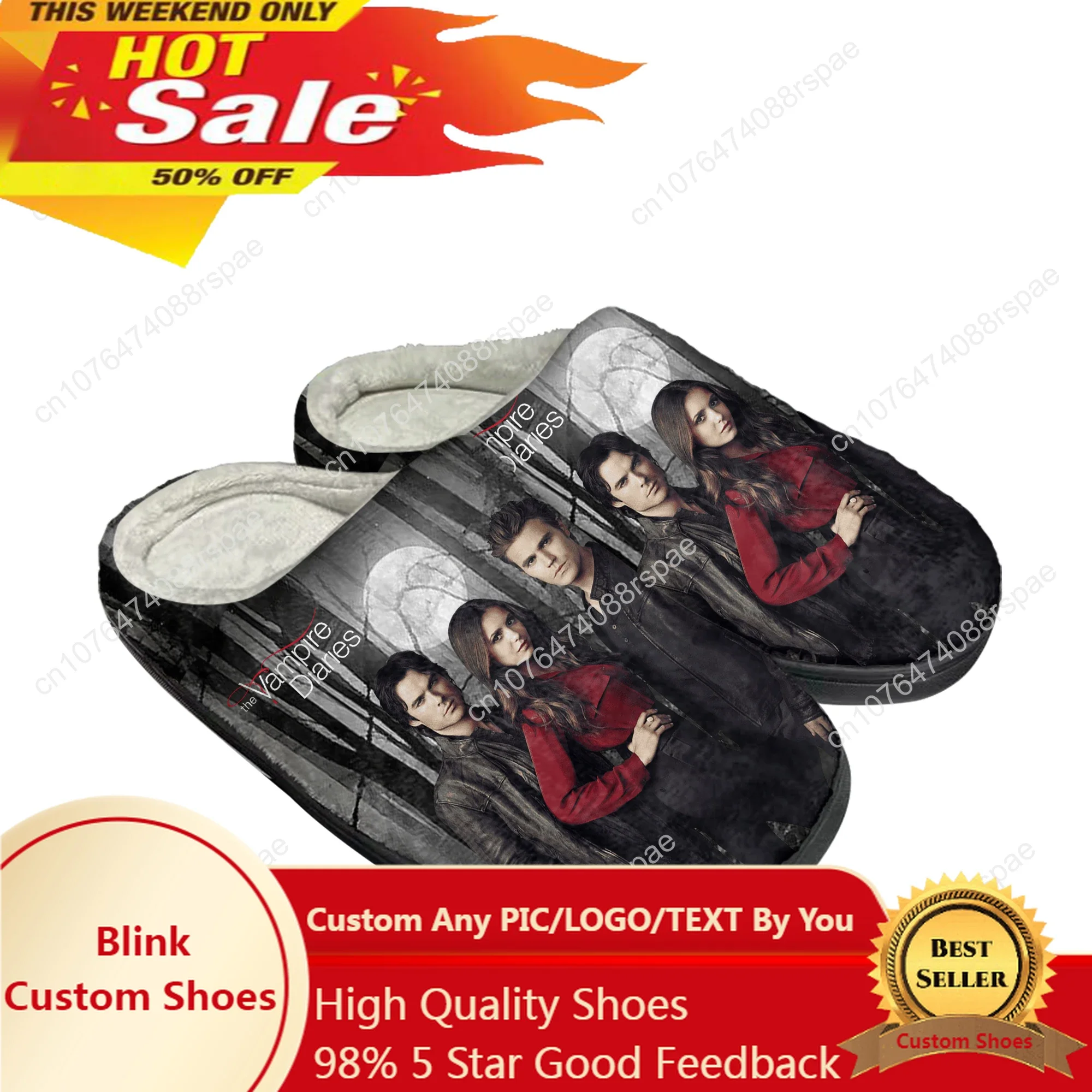 

The Vampire Diaries Damon Salvatore Home Cotton Custom Slippers Mens Womens Sandals Plush Casual Keep Warm Shoes Thermal Slipper