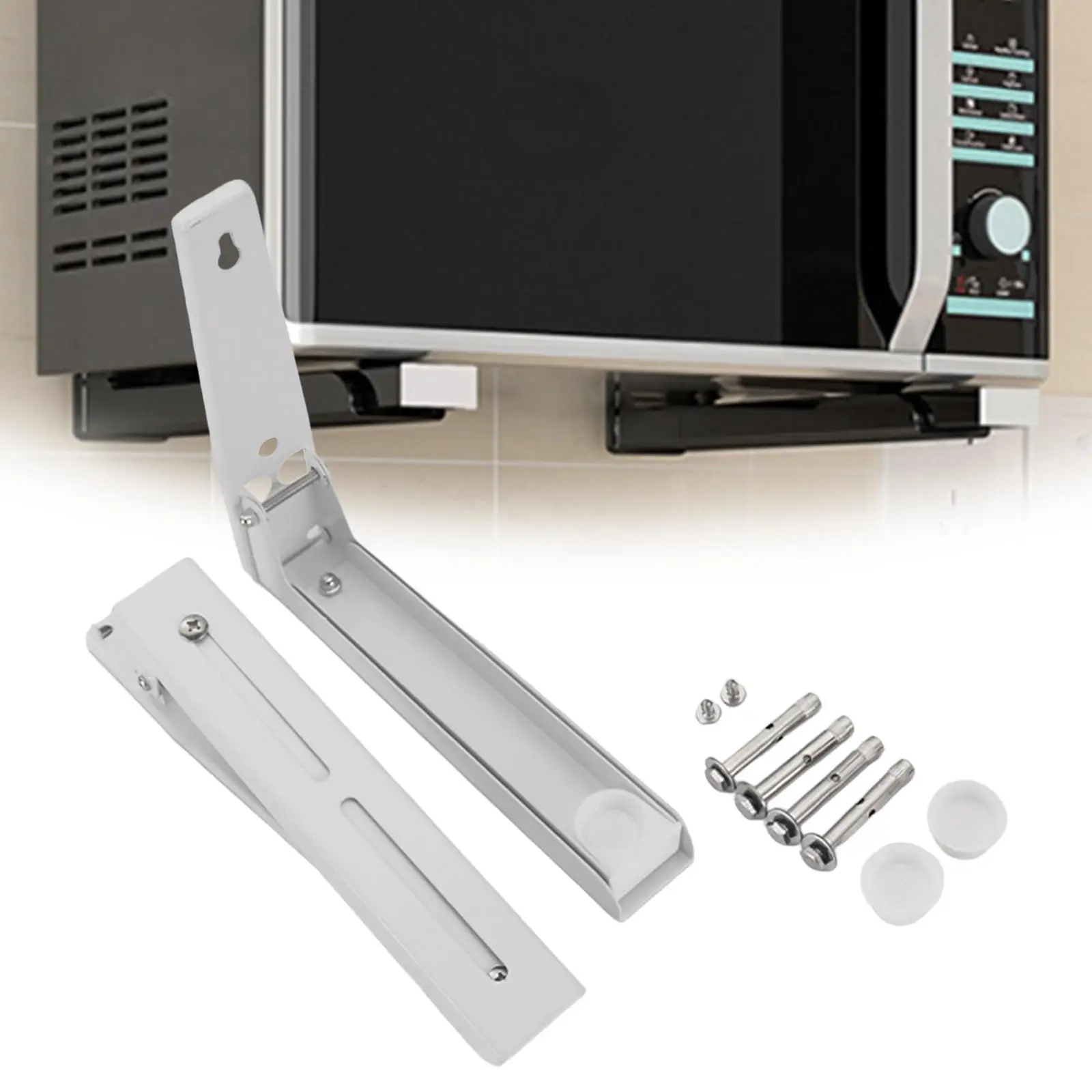 Foldable Microwave Oven Rack Kitchen Wall Mounted Extendable Microwave Oven Storage Rack Bracket (With A Pair Of Screws) 4