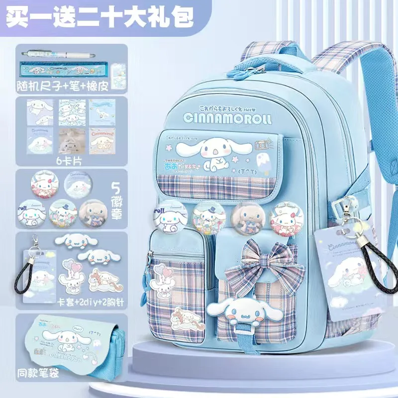 

Sanrio Cinnamoroll Schoolbag Cartoon Kuromi Bag Burden Reduction Lightweight High Capacity Children Backpack School Supplies