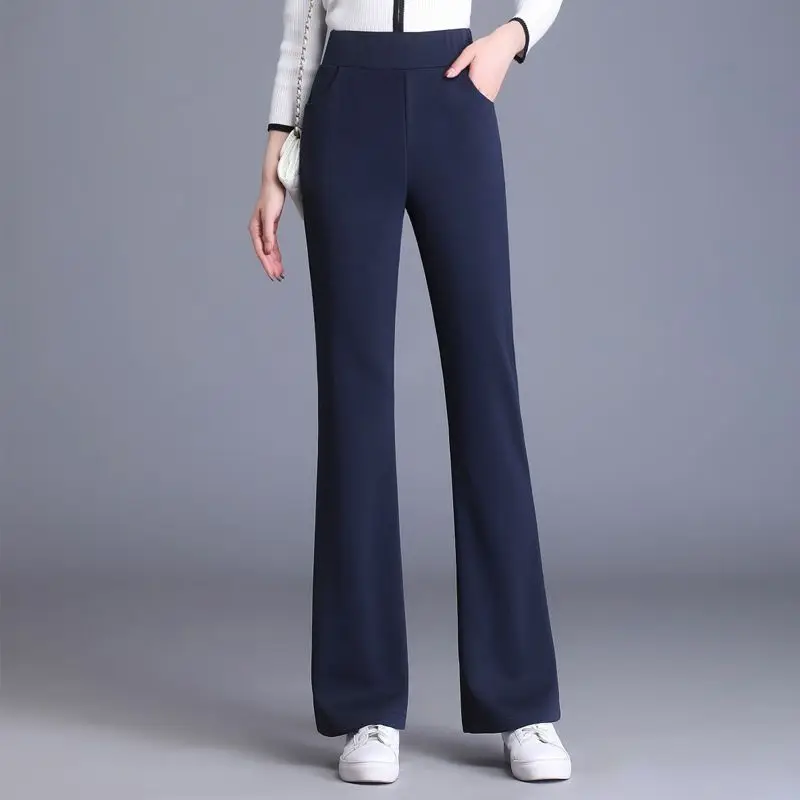 

2024 Vintage Plush Jogger Wear Oversized Pants Women Outer Wear Thermal Trousers High Waist Leggings Slim Female Pants W126