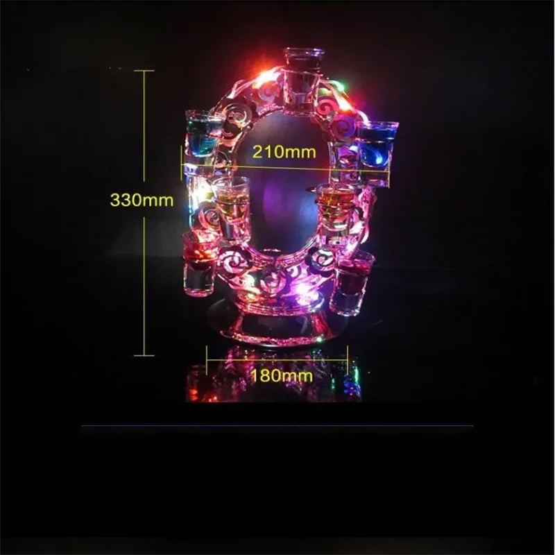 Love shaped Light Up LED Rechargeable Cocktail Cup holder Red Wine Shot Glass Drinking Cups Rack For Club Bar Party Decorations