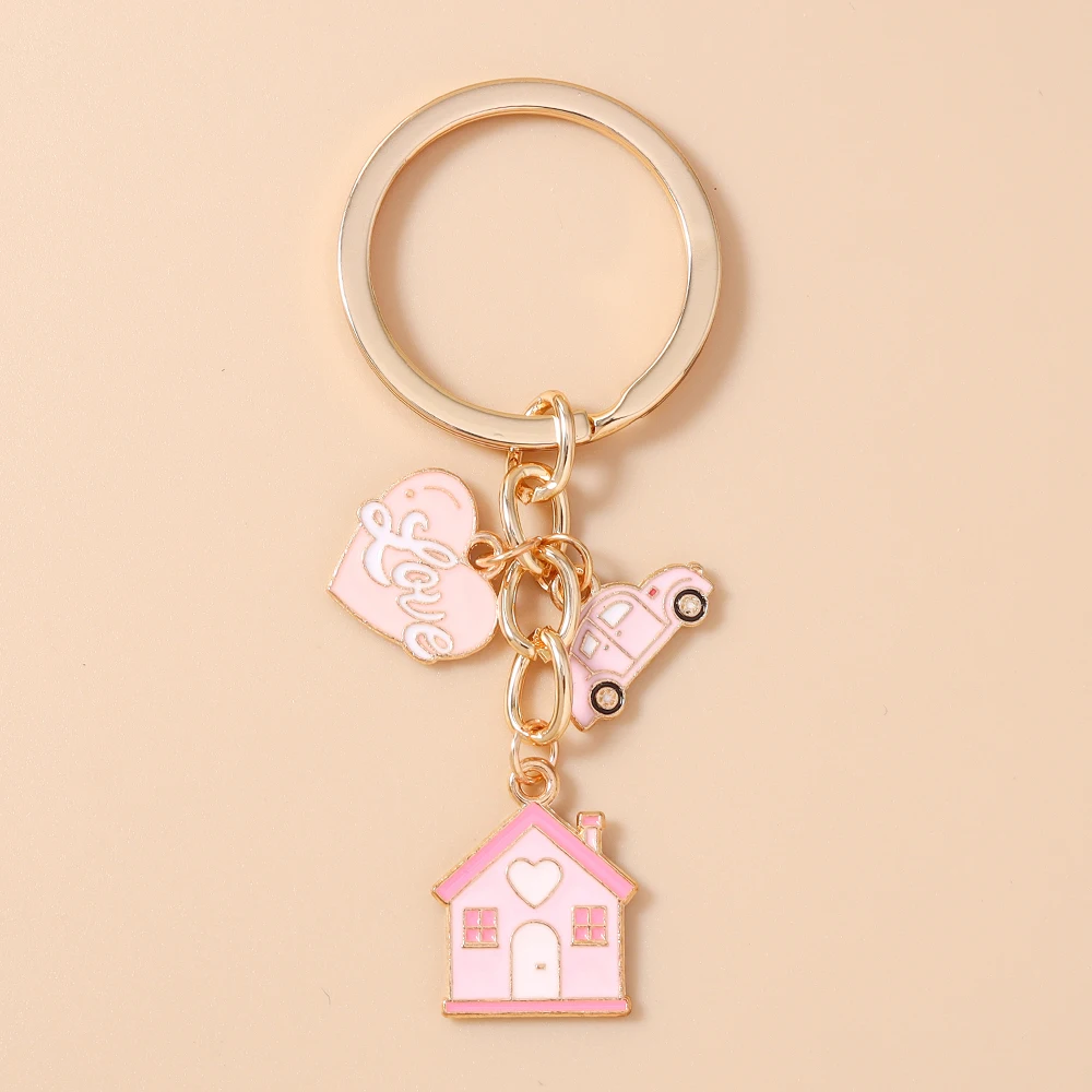 Aihua Niedlicher Emaille-Liebesherz-Schlüsselanhänger für Frauen und Mädchen, Romantischer Herz-Schlüsselring-Anhänger für Handtaschen-Deko, DIY Handgemachter Schmuck, Geschenke – Detail 9