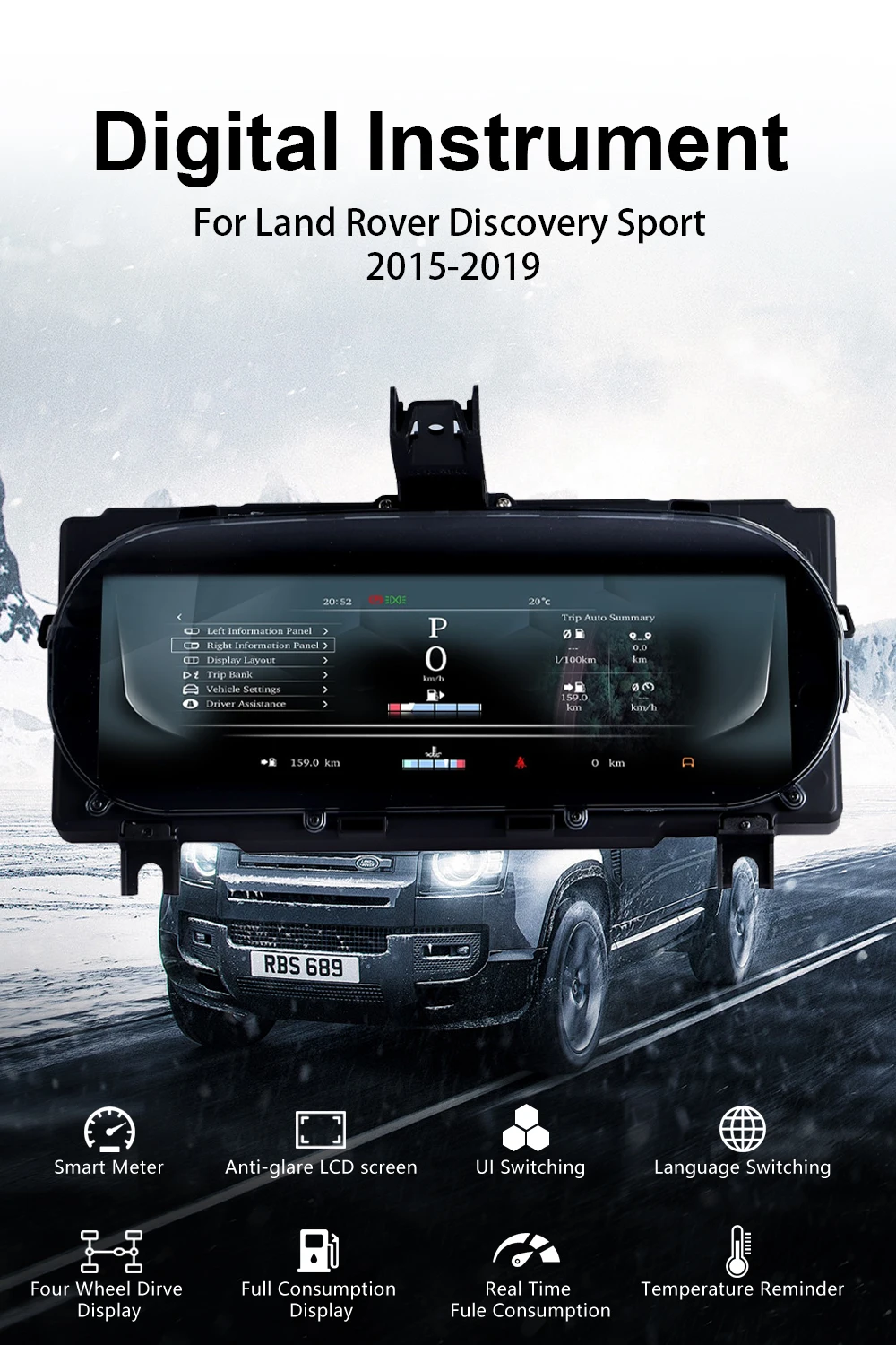 Digital Cluster Dashboard For Land Rover Discovery Sport 2015-2019 Speedometer