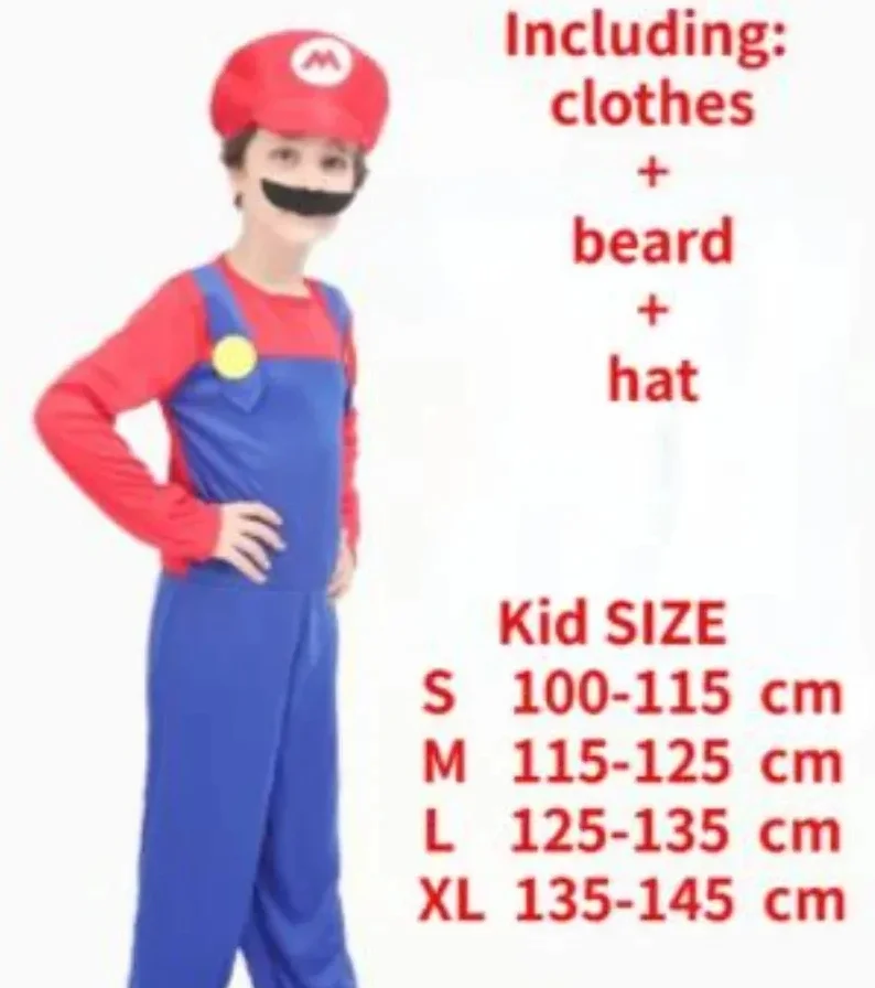 thumbnail image 1 of Disfraz de Super Luigi Brothers para adultos, mono con barba, sombrero y mochila, disfraz de Halloween, 1 of 5