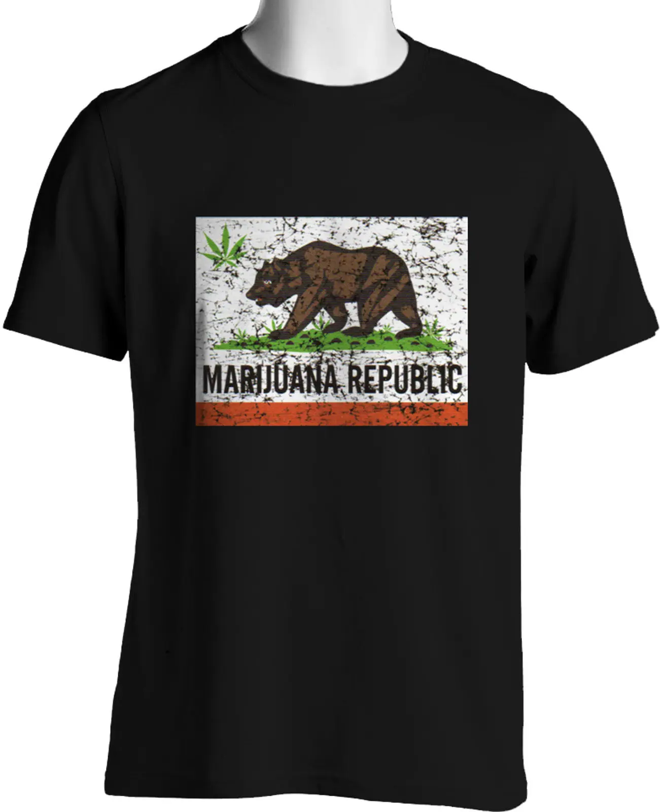 

Funny Pot Smoking Weed California Republic Flag T-Shirt 100% Cotton O-Neck Summer Short Sleeve Casual Mens T-shirt Size S-3XL