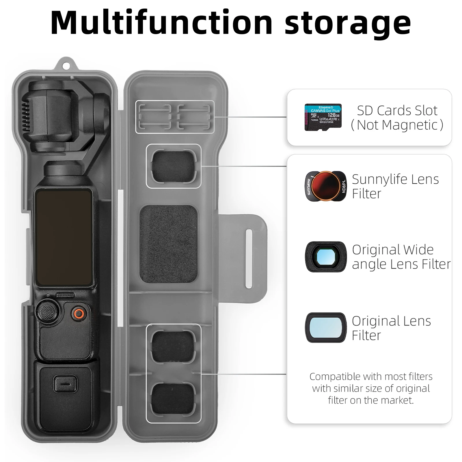 Portable Case for DJI OSMO Pocket 3 PC Hard Flipopen Shockproof Protective Case With Lanyard for Pocket3 Camera Accessories 4