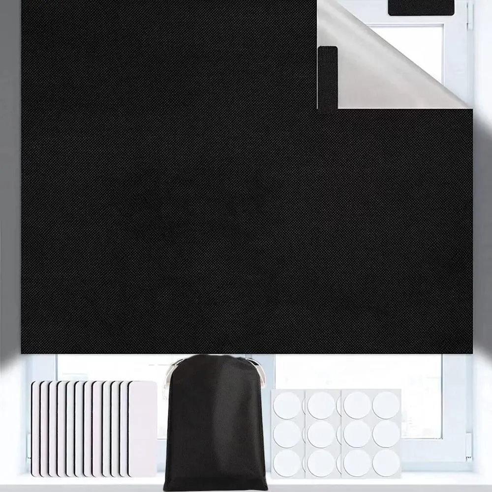 Portable Travel Blackout Thermal Insulated Curtain, Stick-On DIY Temporary Window Shade