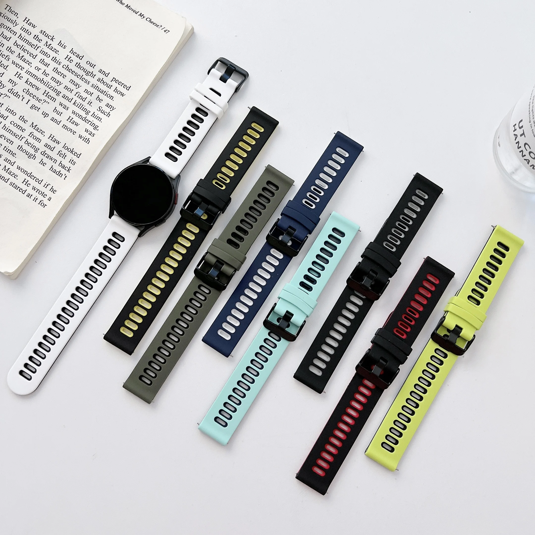 

Ремешок Двухцветный силиконовый для Samsung Galaxy watch 4, оригинальный браслет для часов 4, классический, 20 мм 22 мм 40 мм 44 мм 45 мм