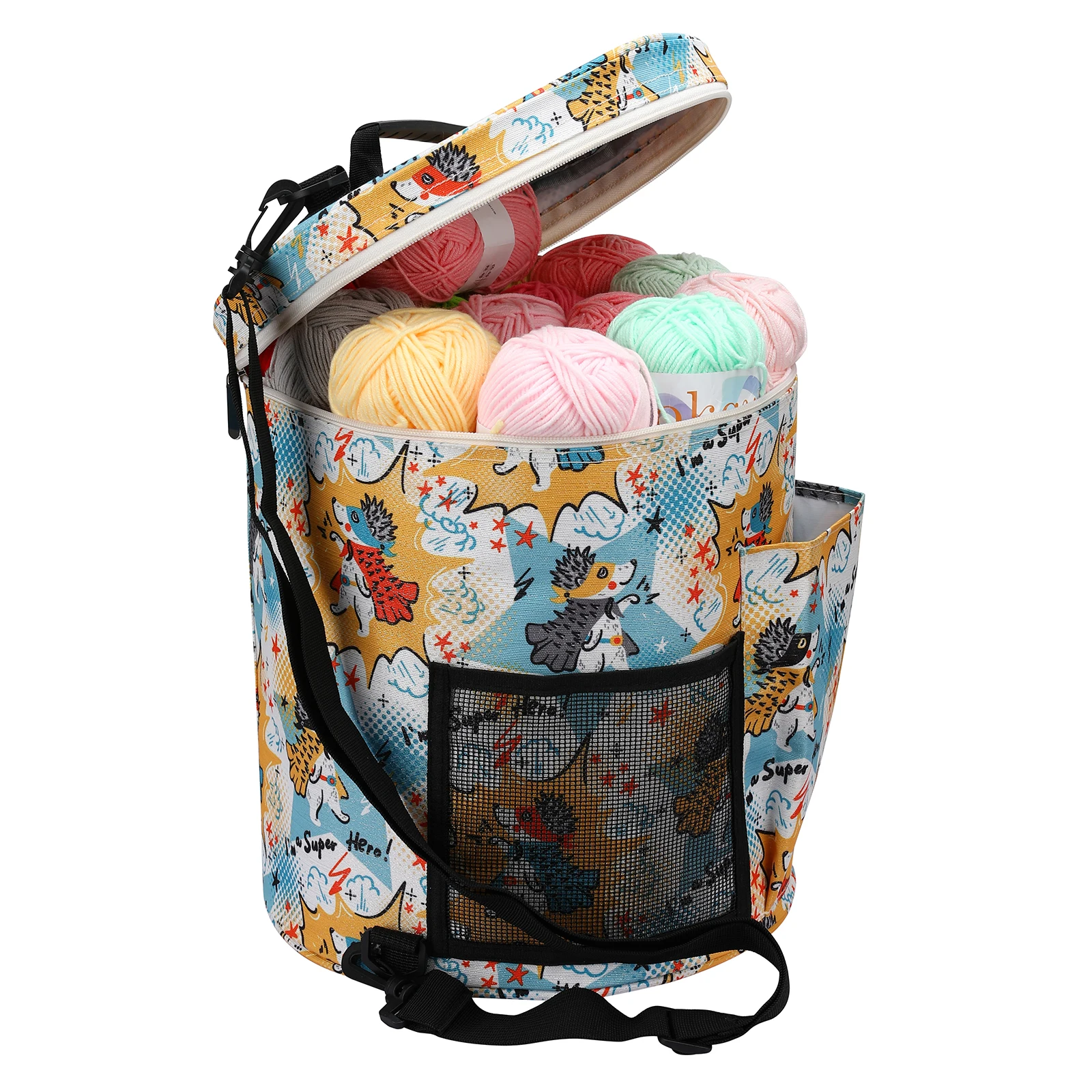 Large Yarn Knitting Tote Bag Waterproof Yarn Storage Knitting Bag for Crochet Hooks and Needles Balls