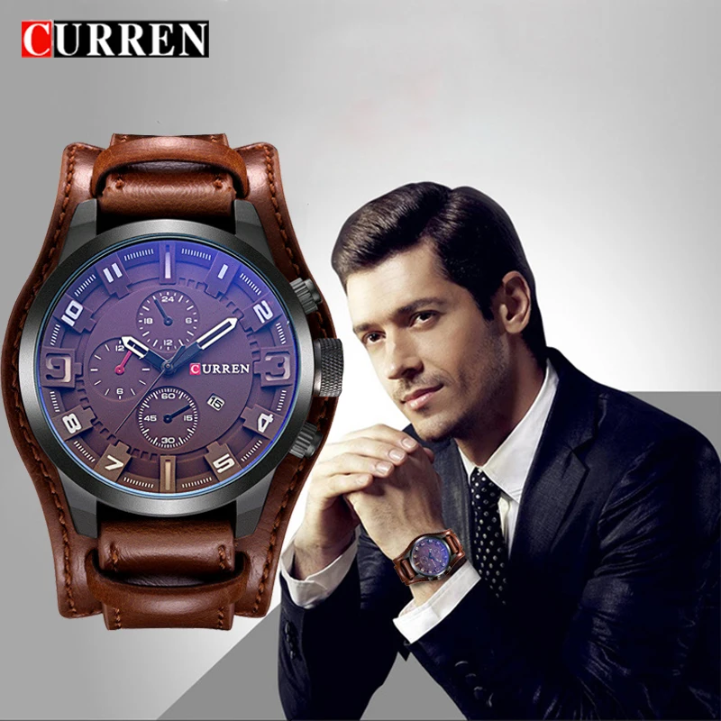 

CURREN Dropshipping Wristwatch Fashion Date Male Clock Business Sport Men Watches Waterproof Leather Strap Quartz Men Watch Gift