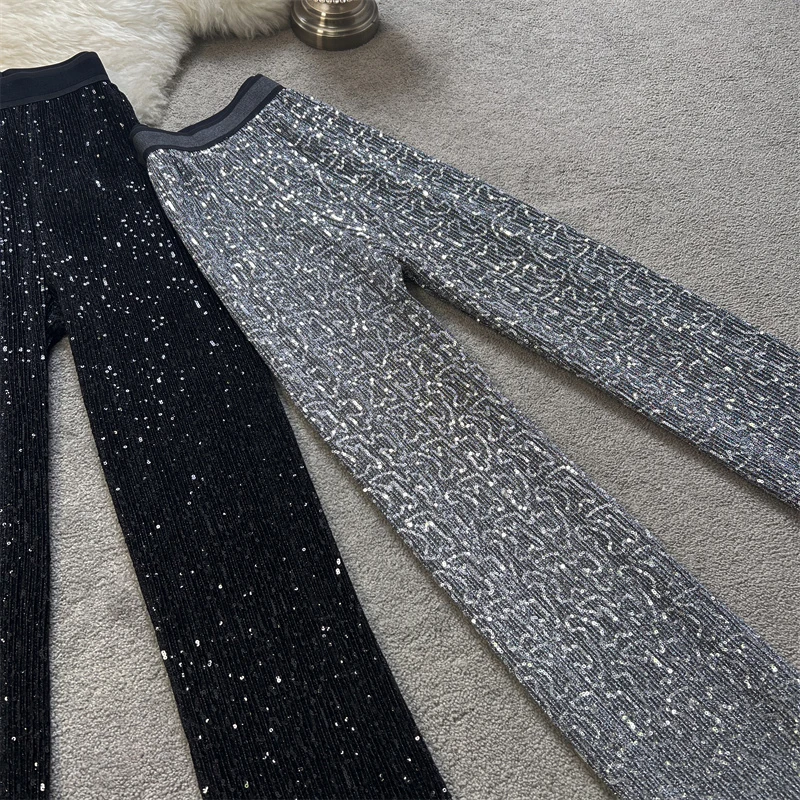 High Waisted Wide Leg Sequin Pants  Wide Leg Sequin Pants Outfit - Wide  Leg Pants - Aliexpress