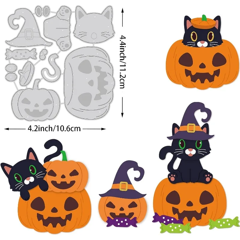 AFUNTA Set Di 4 Fustelle In Metallo Per Biglietti – Castello Principessa, Carrozza Di Zucca E Pizzi – Halloween