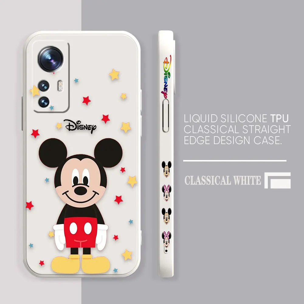Case For Xiaomi 13 12 12S 11 11T 10 10S 9 9SE 8SE Pro Ultra Lite Colour Simple Liquid Silicone Case Mickey Minnie Mouse Cartoon