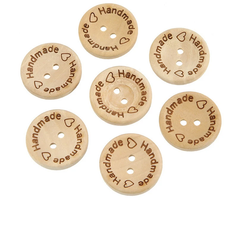 Natural Wooden Buttons Wedding Clothing Decor Handmade Letter Love