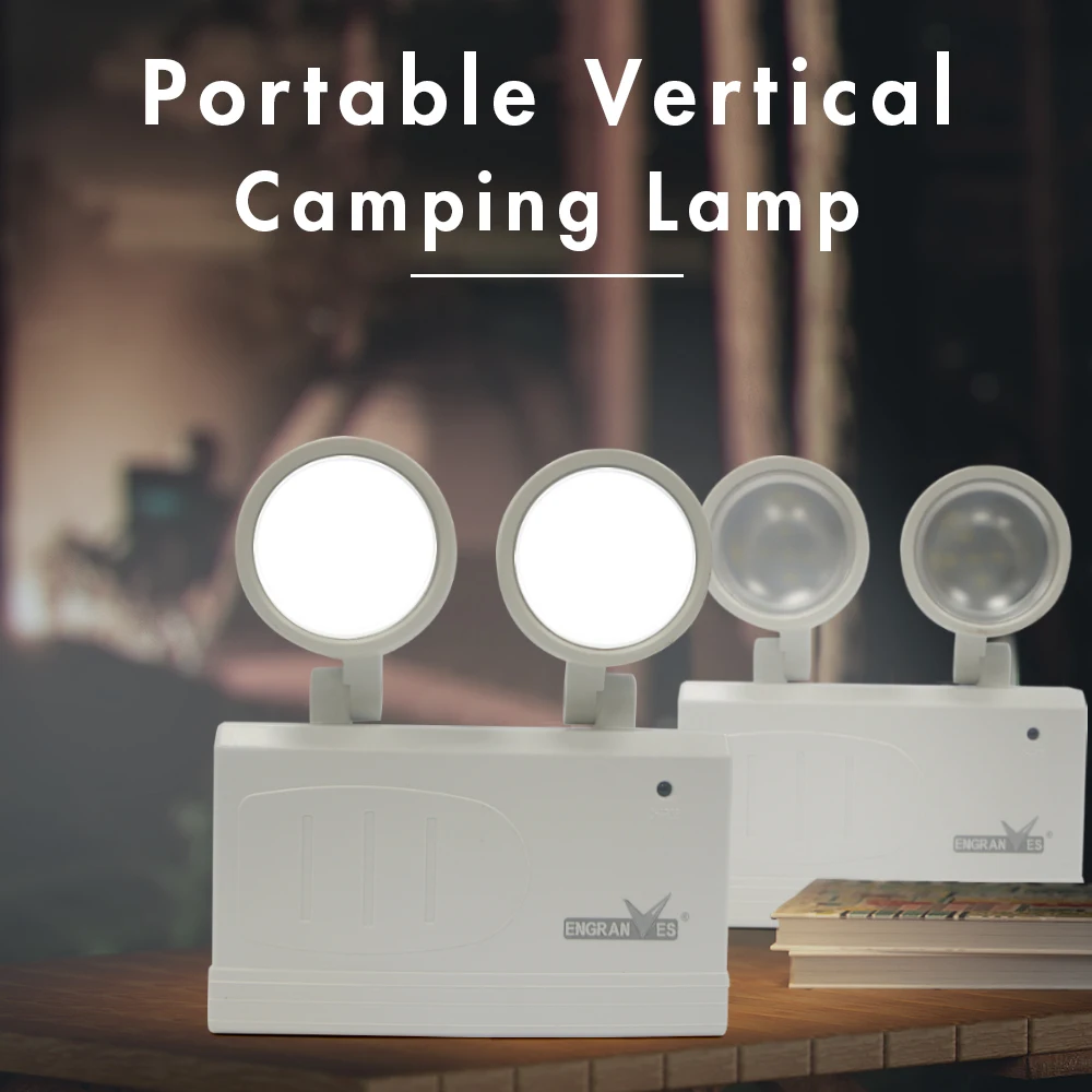 Dual-Head Emergency Lamp Rotatable Fire Safety Lighting Wall-Mounted Evacuation Light Portable Camping Light for Power Outage
