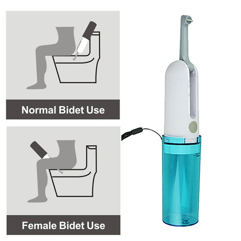 휴대용 전기 비데 여행 분무기, 휴대용 개인 위생 청소, 베이비 케어 USB 충전기, 230ml, 180 ° 조절 가능 노즐