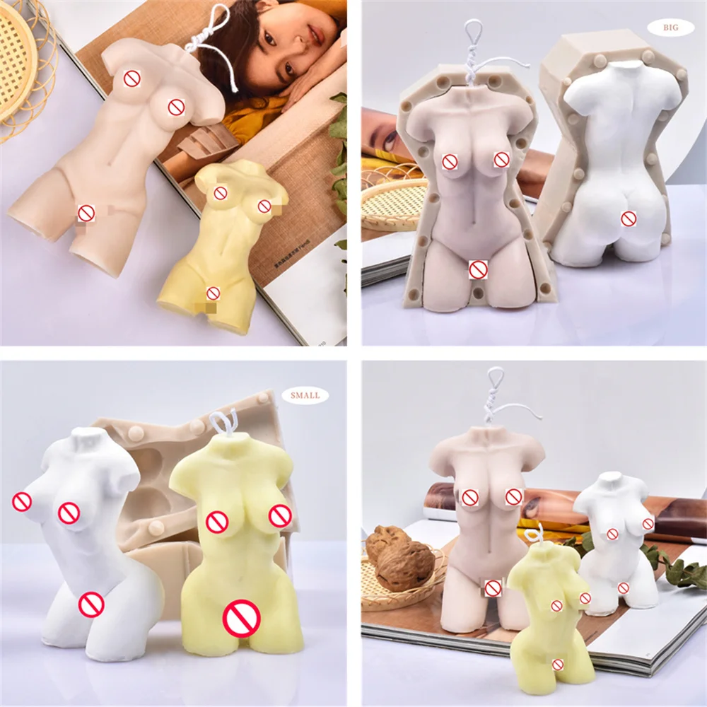 

3D Sexy Female Torso Art Scuplture Moldes Para Velas Lady Candle Moulds Silicone Woman Body Wax Soap Resin Making Home Decorate