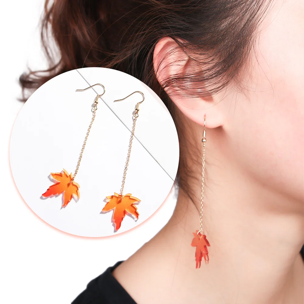 Women Simple Maple Leaves Pearl Drop Dangle Earrings Trendy Personality Minimalist Jewelry Gift