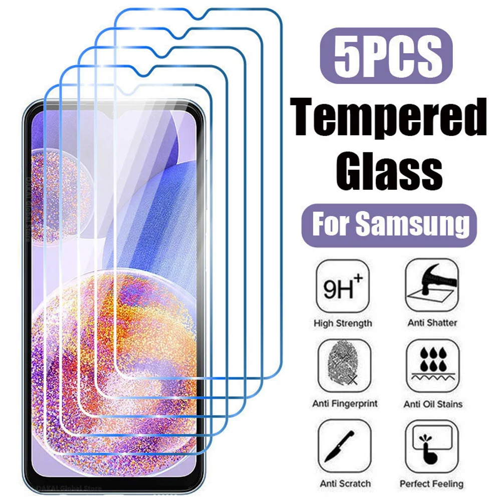 5Pcs 9H Hardness Tempered Glass For Samsung Galaxy A13 5G A23 A33 A53 A73 Screen Protector M13 M23 M33 M53 Protective Film Cover