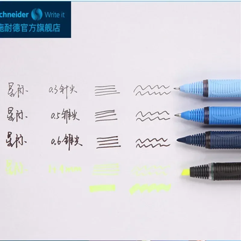 4 개/대 독일 슈나이더 젤 펜 서명 펜 형광펜 마커 펜 0.6mm/0.3mm/0.5mm/1-4mm 가죽 연필 상자 케이스 선물