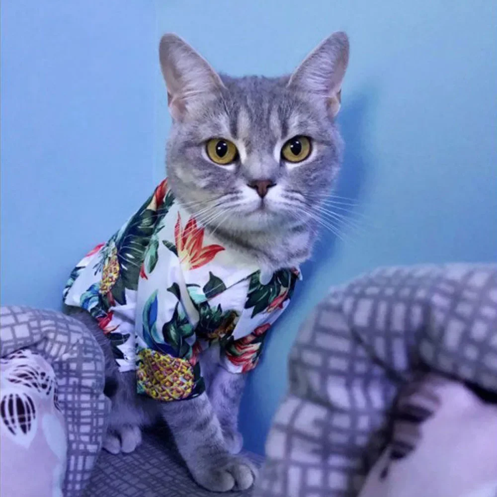 Hawaiian Dog Shirts Puppy Dog T-Shirts With Coconut Tree Print Pet Apparel Suit For Small To Medium Dogs Cats pet dog shirt dog suit