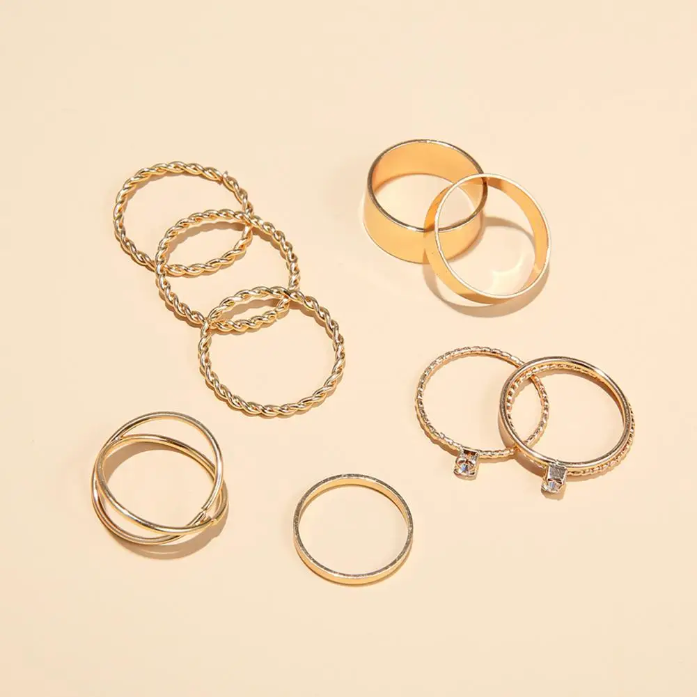 Knuckle Ring Vintage Gold Knuckle Rings Set Per Donna Uomo Impilabile Hollow Strass Twist Jewelry Gifts Joint Finger For Girls