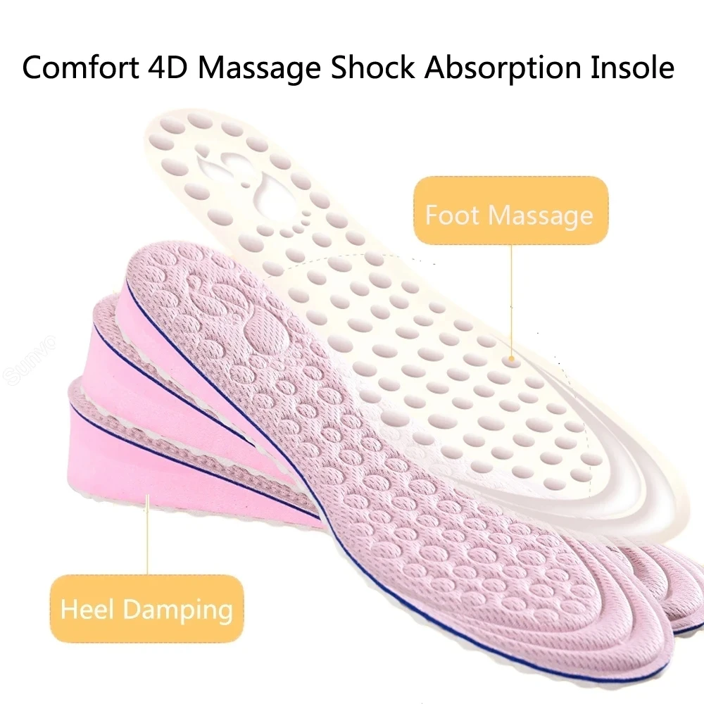 1Pair Height Increased Insoles for Women Shoes Inner Sole Shoe Insert Lift Heel Comfort EVA Heightening Feet Care Insoles