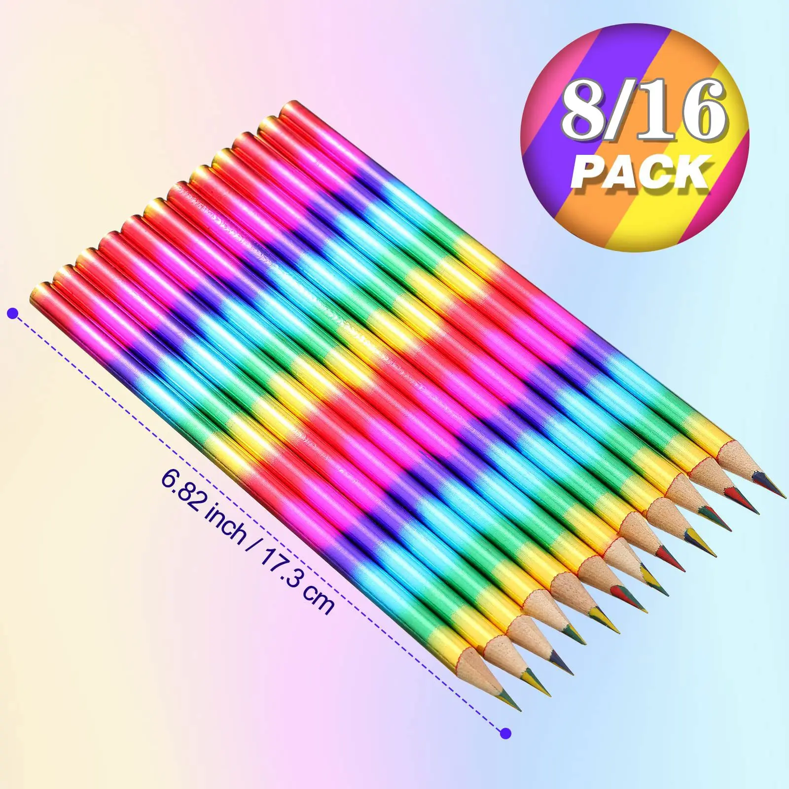 Set 12 Matite Colorate Arcobaleno 4 In 1 + 12 Gomme – Matite Multicolore Per Adulti E Bambini, Ideali Per Disegnare E Colorare