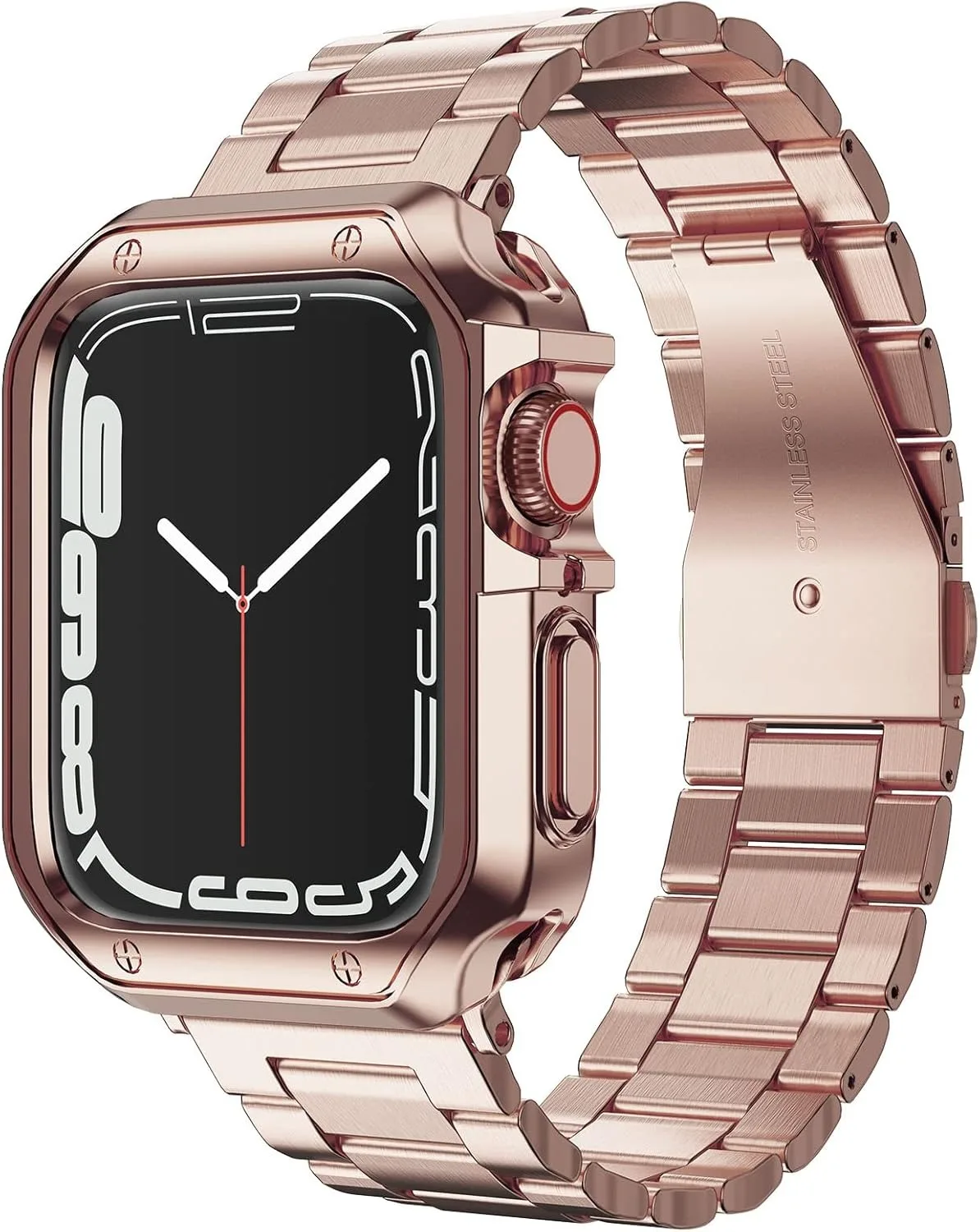 Elegant Stainless Steel Watch Strap with Shockproof Case