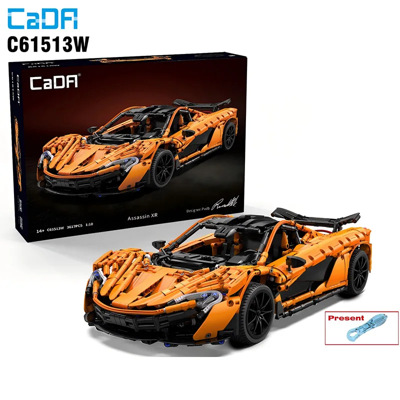 Cada 1:10 Designer Pvdb Smiling Assassin Super Racing Car Model Building Blocks V8 Cylinder Car Speed Vehicle Toys for Kids Gift