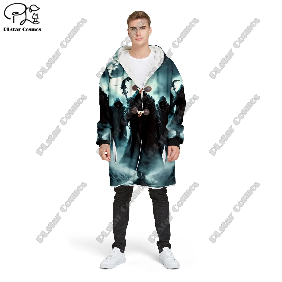 3D printing Halloween horror ssheng skull theme pocket cape coat latest casual unique streetwear unisex winter new arrivals