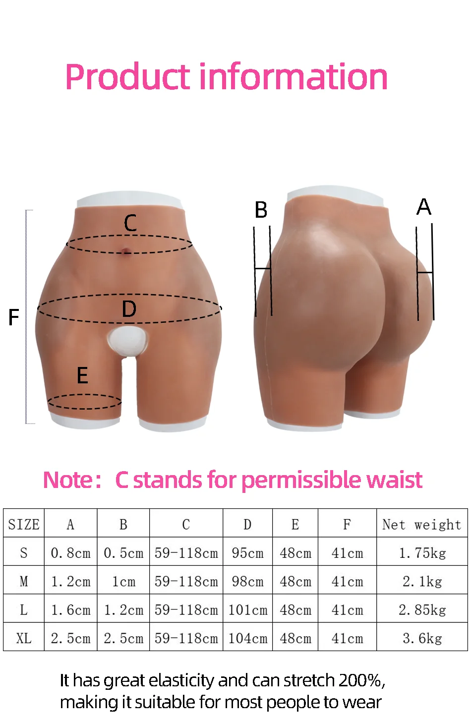 Calça feminina de silicone com abertura na virilha para aumento de glúteos e quadris, modeladora artificial com enchimento, ideal para cosplay de mulheres africanas plus size._voghion.com