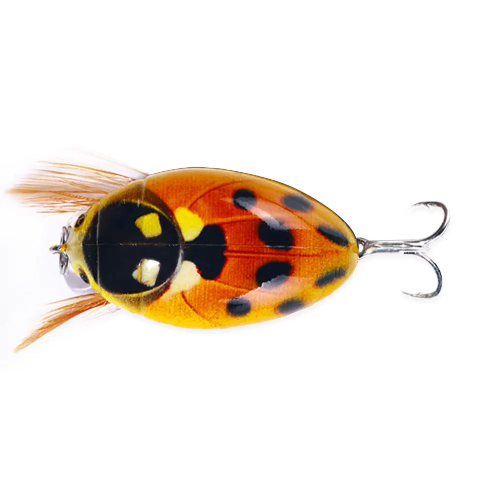 4g 3.9cm Topwater Ladybug Bait Floating Bionic Beetle Insect Wobblers  Wobbler Fishing Lure Crankbait with Feather for Bass Carp - AliExpress
