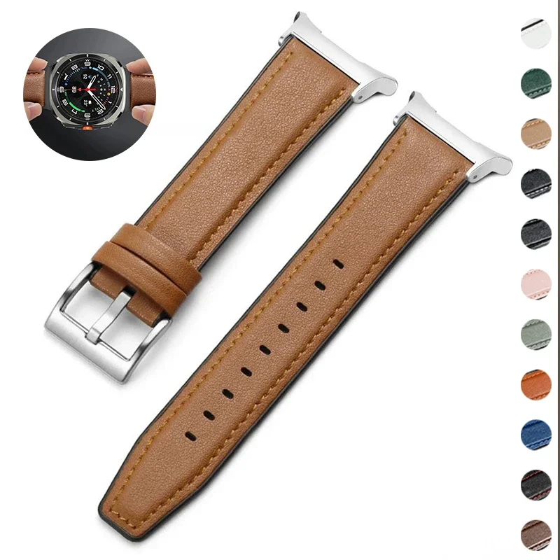 Premium Leather Silicone Hybrid Smartwatch Strap