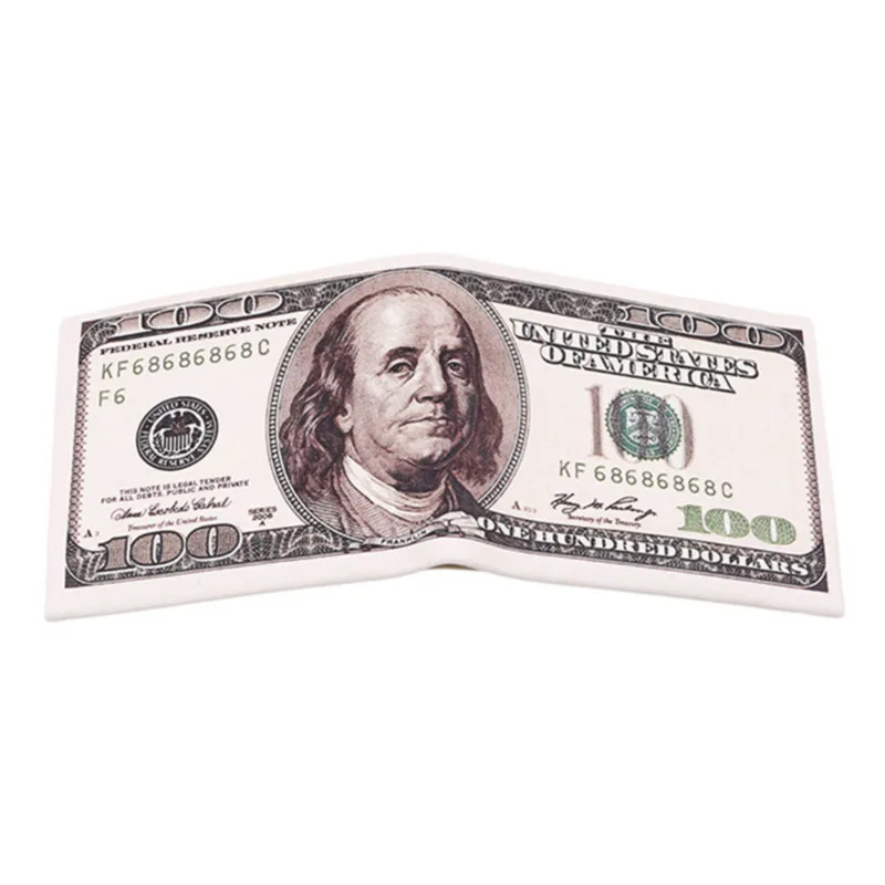 Men's Canvas Money Wallet with Currency Pattern and ID Card Holder