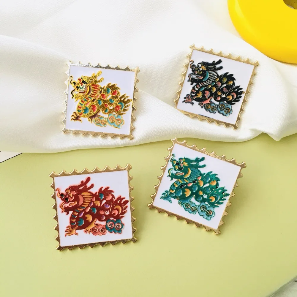 

Dragon Year Stamp Dragon Pin Zodiac Sign Dragon Year Brooch Chinese Style Chic New Year Gift Clothing Accessories
