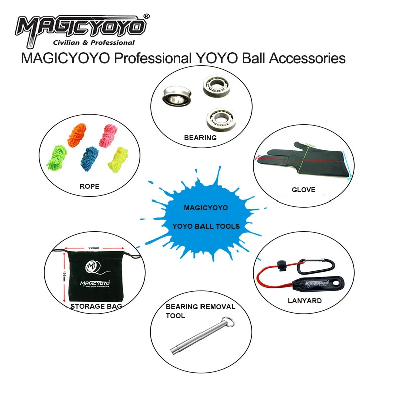 MAGICYOYO Yoyo Ball UR188 KK 10-Bead Bearing/Glove /Storage Bag/Bearing Removal Tool/Lanyard For Yoyo Ball Parts yoyo ball