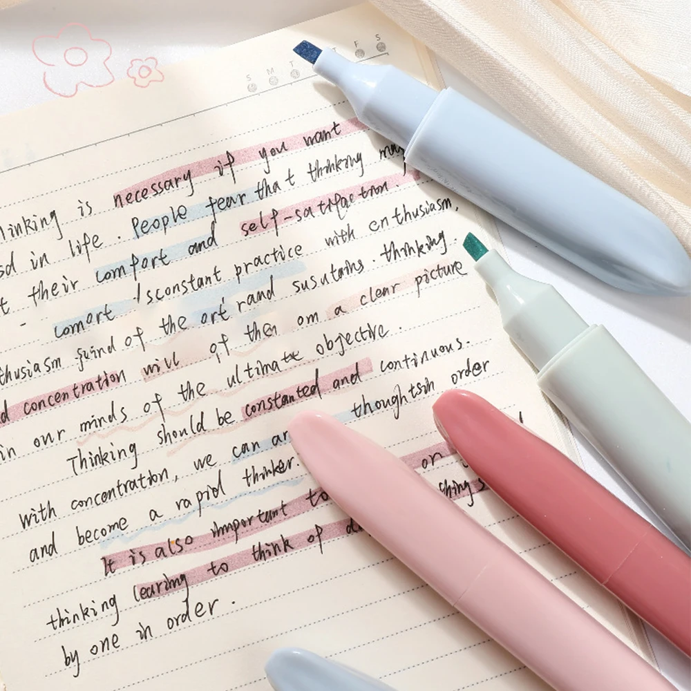 4pcs Monet Colors Highlighter Marker Pens Lipstick Design Soft Brush Tip for Drawing Painting Office School Supplies