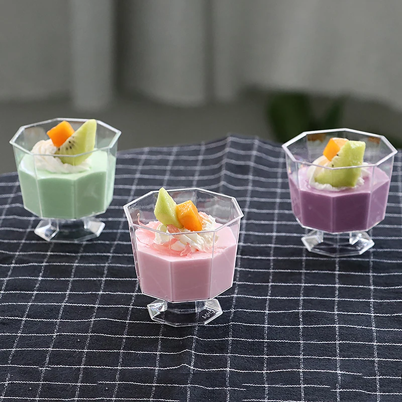 120ML Mini Dessert Cups Small Dessert Cups Plastic Footed Wine Glasses Serving Trifles Appetizers 10Pcs