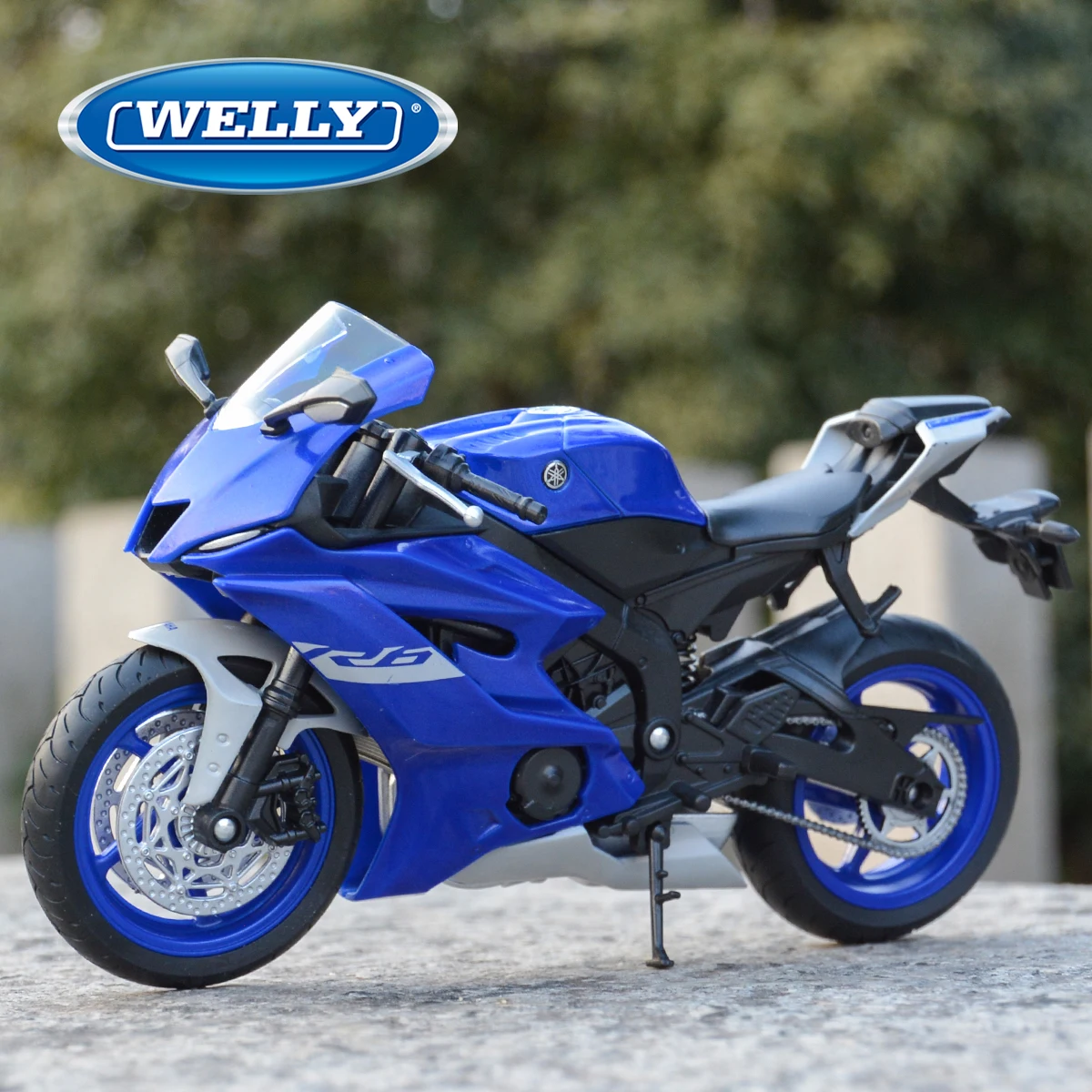 Welly 1:12 2020 Yamaha YZF-R6 Blue Die Cast Vehicles Collectible Hobbies Motorcycle Model Toys