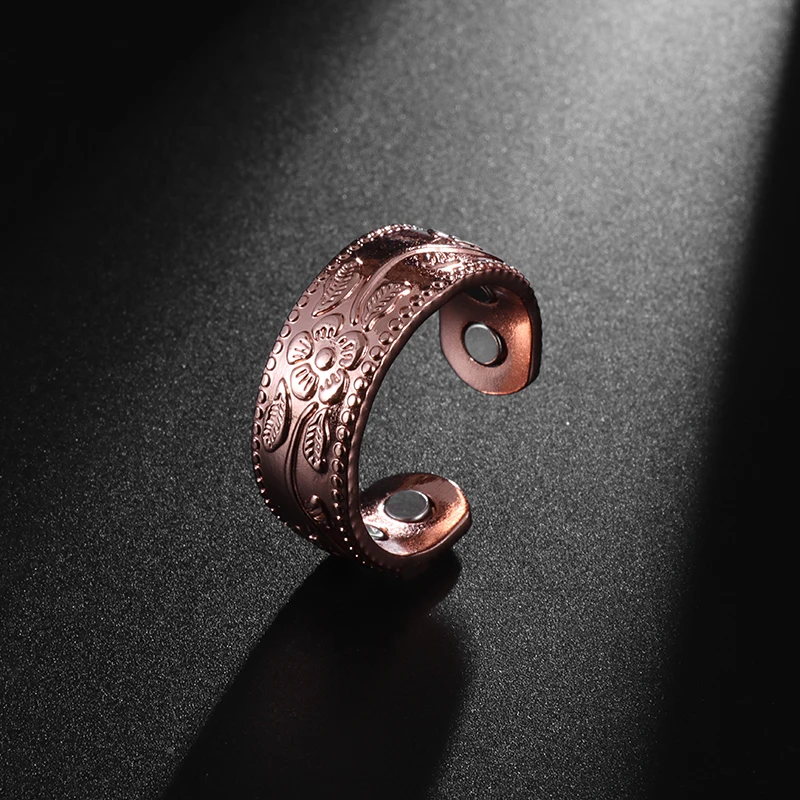 Exquisite Non-Fading Copper Ring Men and Women Fashion Classic Cube Copper Magnetic Adjustable Open Ring Jewelry Wholesale