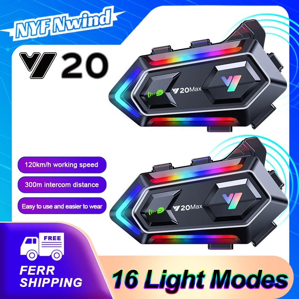 Y20max Bluetooth5.3 Intercom Motorcycle Wireless