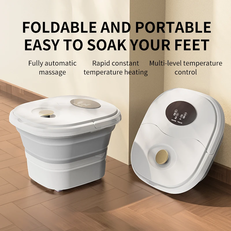 Automatic Heating Foldable Foot Bath Remote Control Spa Footbath Happiness Bubble Boiler Electric Multi Roller Massage Intelligent thermostat + Touch button automatic heating foot bath foldable foot soaking bucket