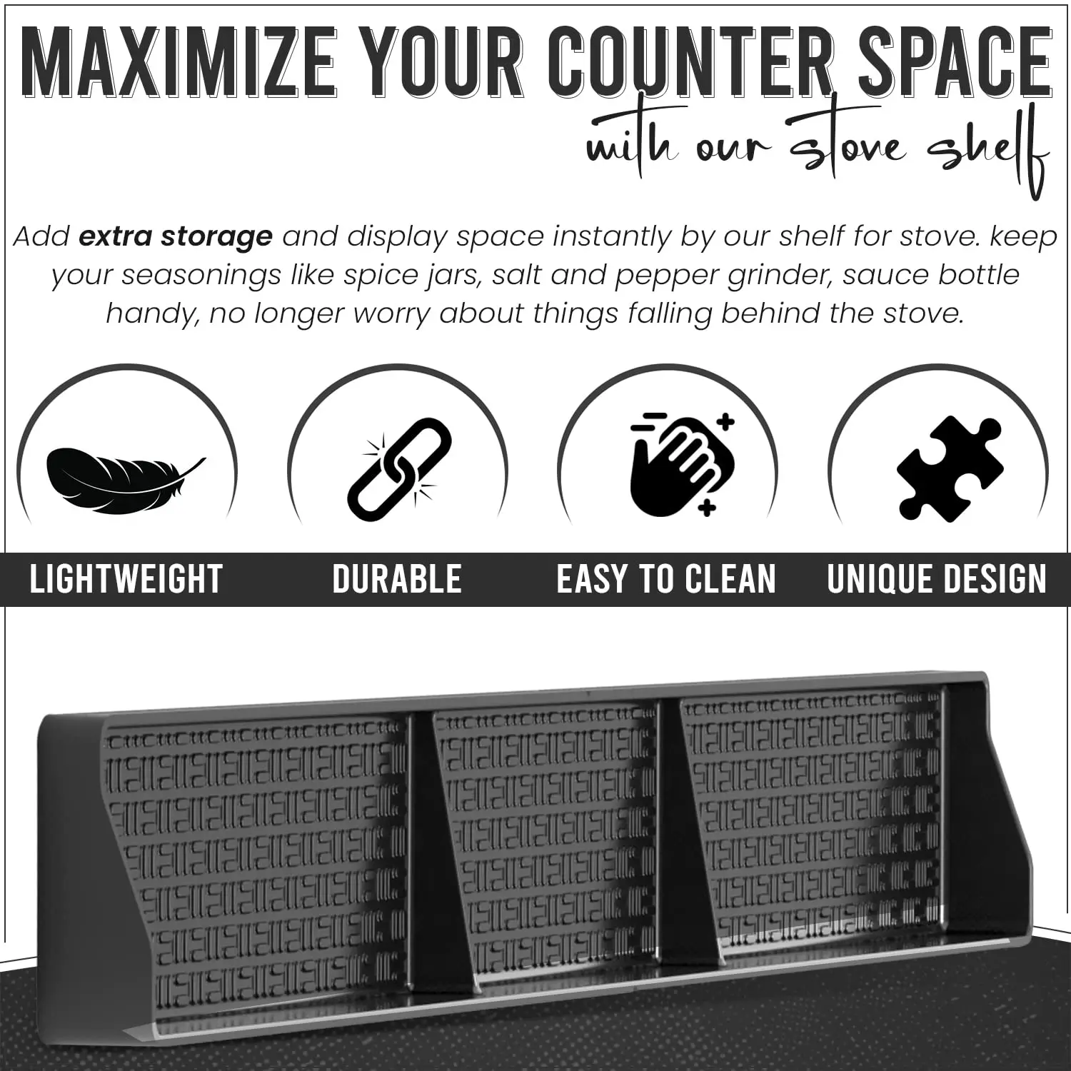 Stovetop Storage Solution Space-saving Solution Magnetic Stove Spice Rack Heat-resistant Organizer for Universal Stoves Non-slip 5